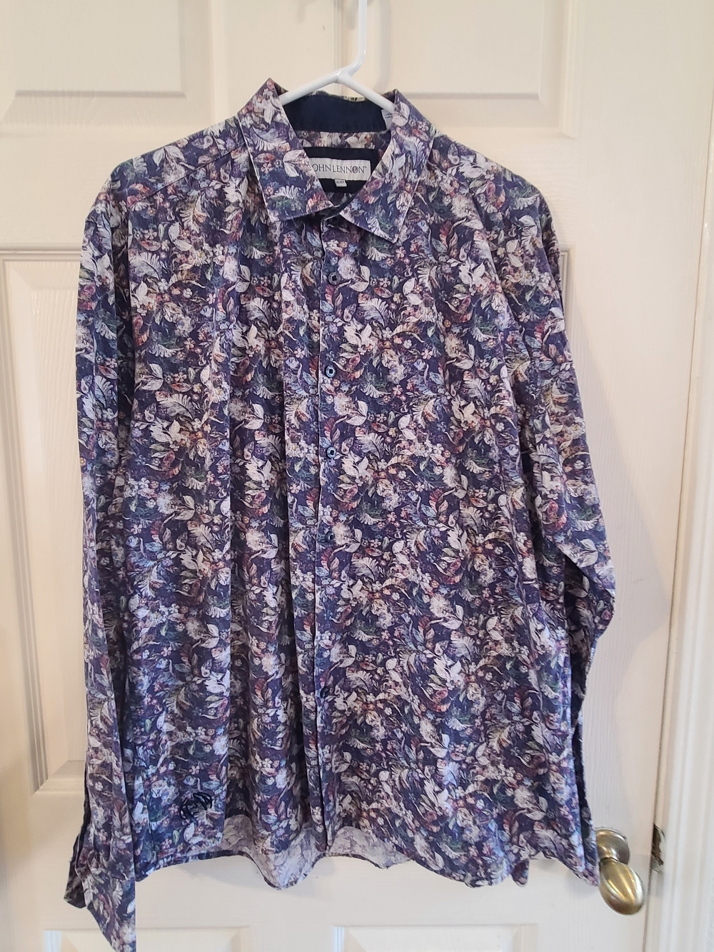 John Lennon Men's Floral Button-Down Shirt - Navy Floral